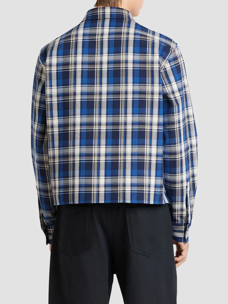 Givenchy Men's Cropped Checked Shirt in Cotton - Blue Beige | Thumbnail 5