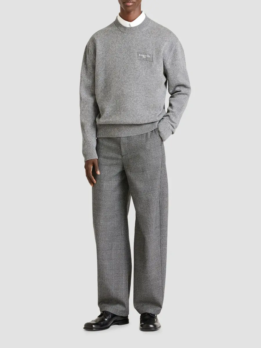 Givenchy Men's Couture Seam Sweater in Wool and Cashmere - Light Grey Melange | Thumbnail 2 Givenchy Men's Couture Seam Sweater in Wool and Cashmere - Light Grey Melange | Thumbnail 2
