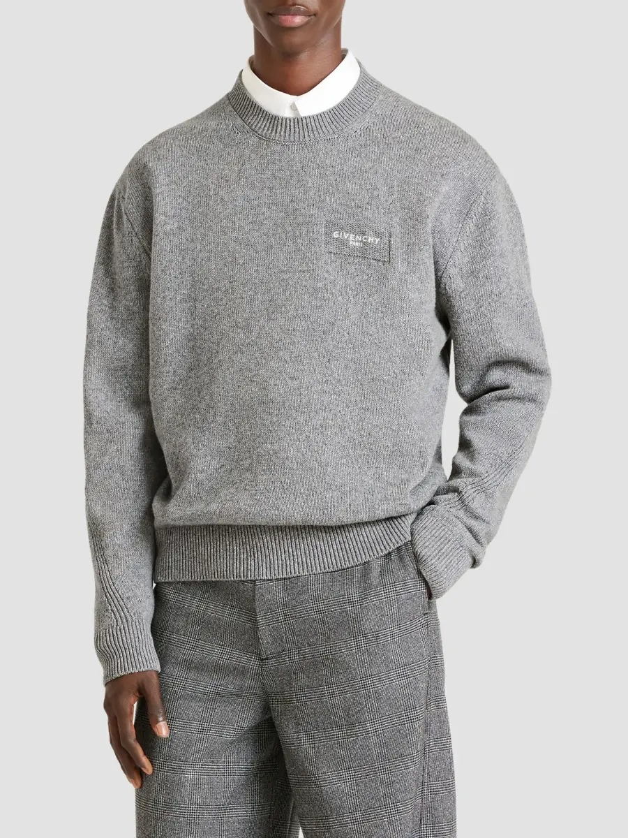 Givenchy Men's Couture Seam Sweater in Wool and Cashmere - Light Grey Melange | Thumbnail 4 Givenchy Men's Couture Seam Sweater in Wool and Cashmere - Light Grey Melange | Thumbnail 4