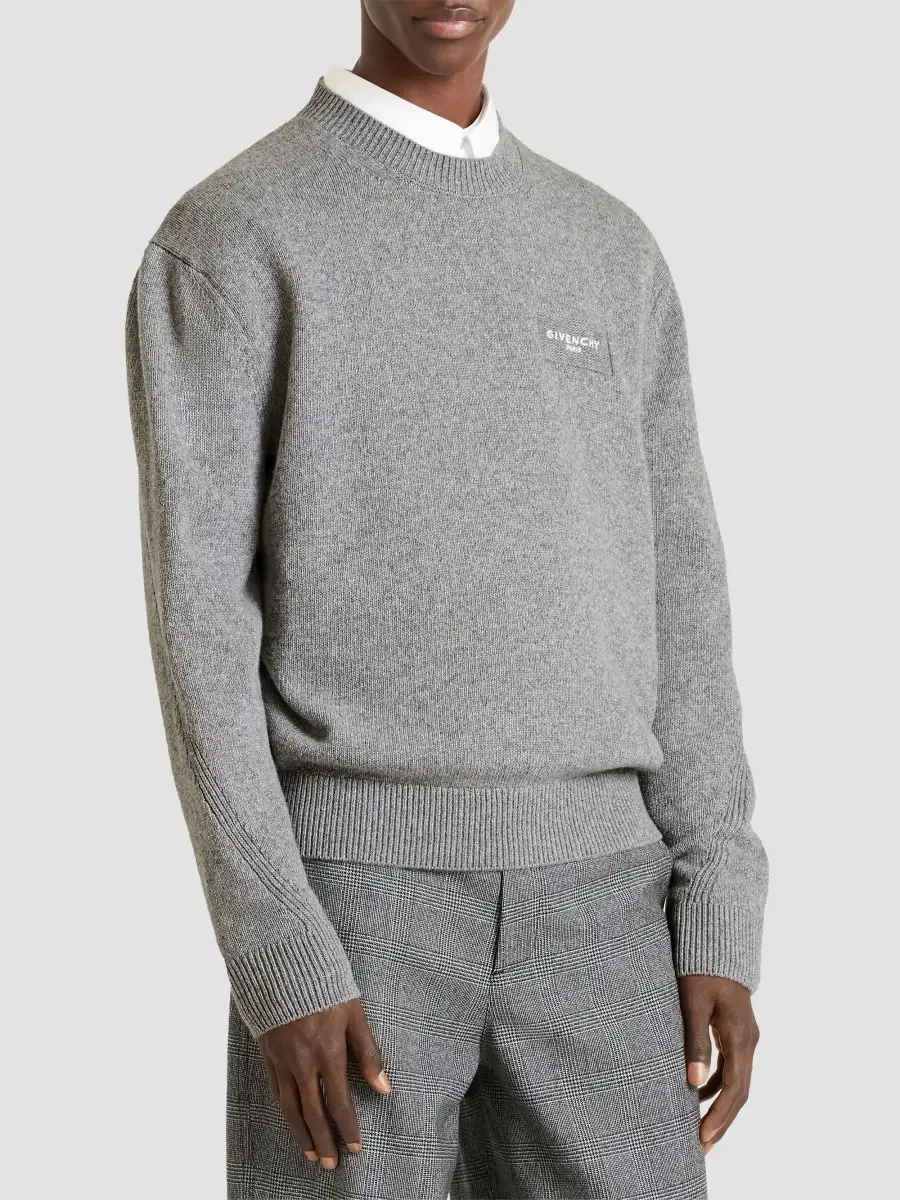 Givenchy Men's Couture Seam Sweater in Wool and Cashmere - Light Grey Melange | Thumbnail 5 Givenchy Men's Couture Seam Sweater in Wool and Cashmere - Light Grey Melange | Thumbnail 5