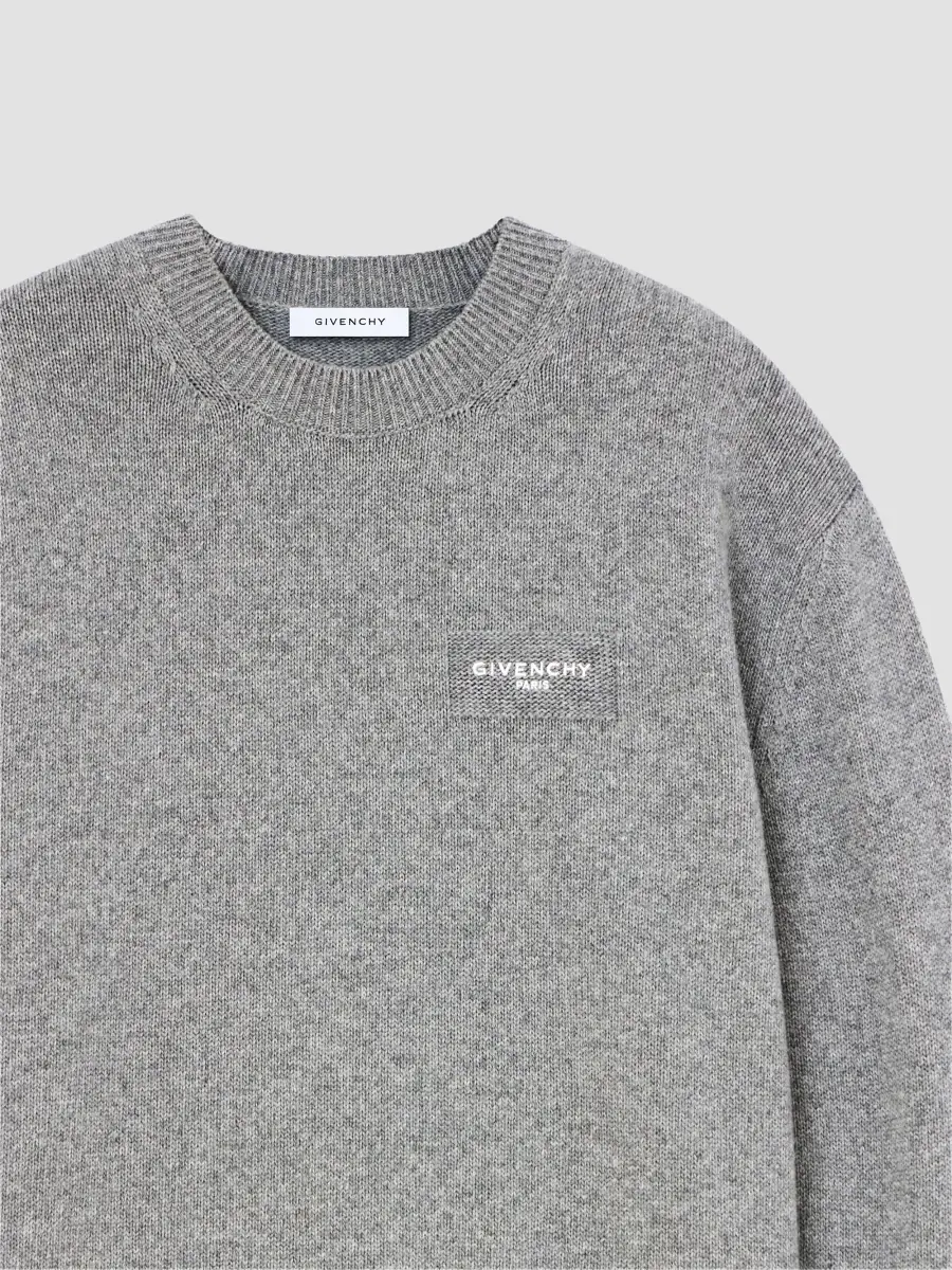 Givenchy Men's Couture Seam Sweater in Wool and Cashmere - Light Grey Melange | Thumbnail 8 Givenchy Men's Couture Seam Sweater in Wool and Cashmere - Light Grey Melange | Thumbnail 8