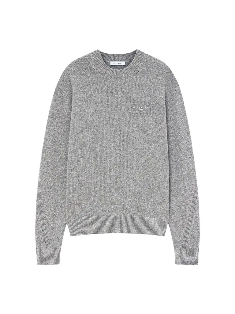 Givenchy Men's Couture Seam Sweater in Wool and Cashmere - Light Grey Melange