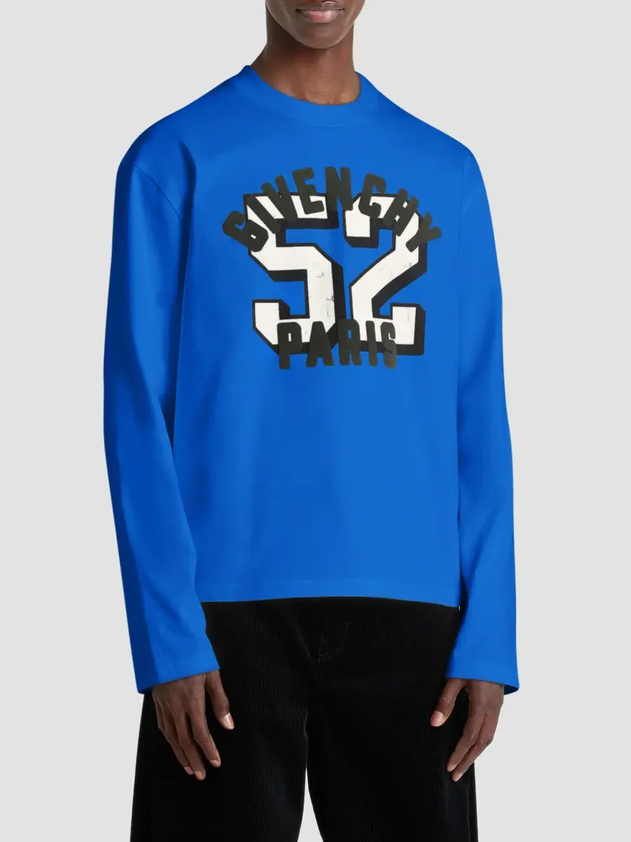 Givenchy Men's Boxy-Fit T-Shirt in Cotton with Print - Lagoon Blue | Thumbnail 4 Givenchy Men's Boxy-Fit T-Shirt in Cotton with Print - Lagoon Blue | Thumbnail 4