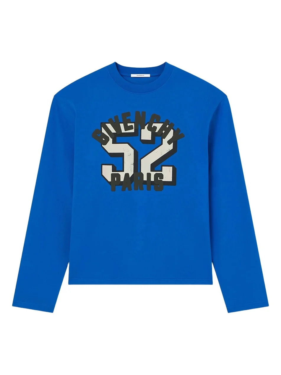 Givenchy Men's Boxy-Fit T-Shirt in Cotton with Print - Lagoon Blue