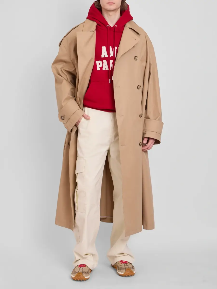 AMI PARIS Men's Cotton Gabardine Trench Coat | Thumbnail 2 AMI PARIS Men's Cotton Gabardine Trench Coat | Thumbnail 2