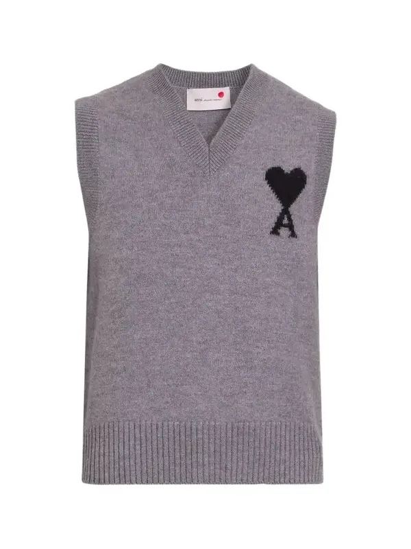 AMI PARIS Men's Quota Ami De Coeur Logo Knit Vest