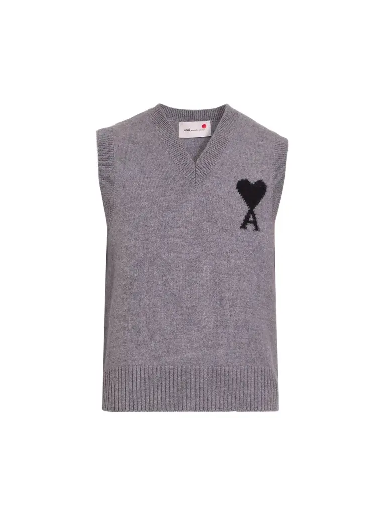 AMI PARIS Men's Quota Ami De Coeur Logo Knit Vest
