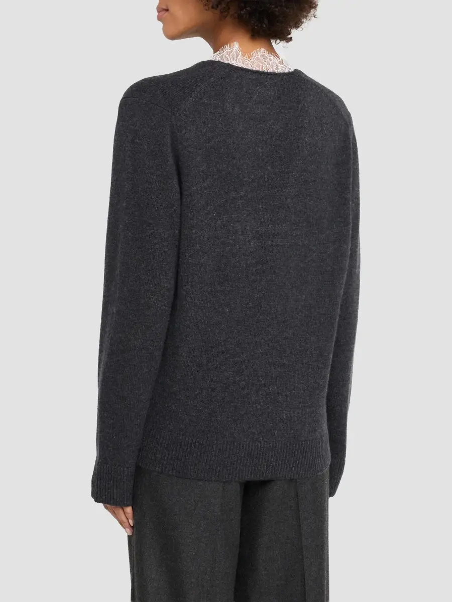Loulou de Saison Women's Leyla Cashmere Lace-Trim Sweater | Thumbnail 3 Loulou de Saison Women's Leyla Cashmere Lace-Trim Sweater | Thumbnail 3