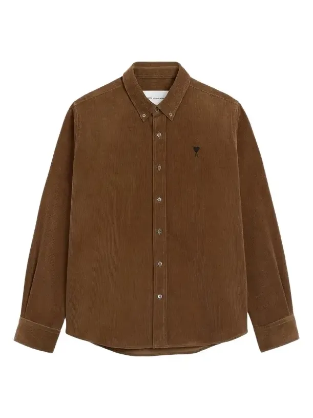 AMI PARIS Men's Quota Contrasted Ami De Coeur Button-Down Shirt