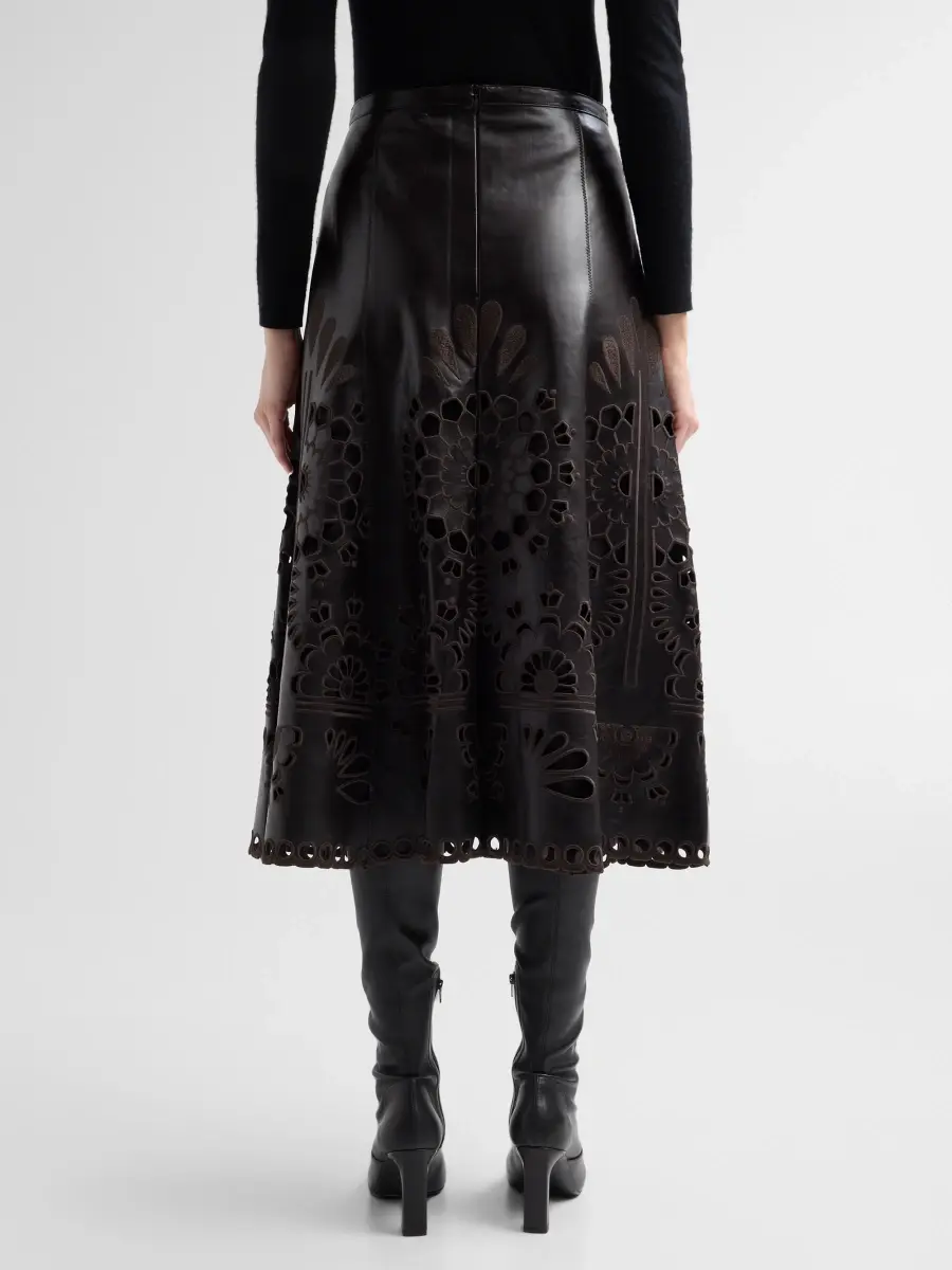 MAISON COMMON Women's Embroidered Faux Leather Midi Skirt | Thumbnail 3 MAISON COMMON Women's Embroidered Faux Leather Midi Skirt | Thumbnail 3