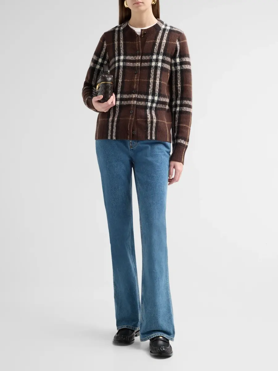 Burberry Women's Clara Cashmere-Wool Check Cardigan | Thumbnail 2 Burberry Women's Clara Cashmere-Wool Check Cardigan | Thumbnail 2
