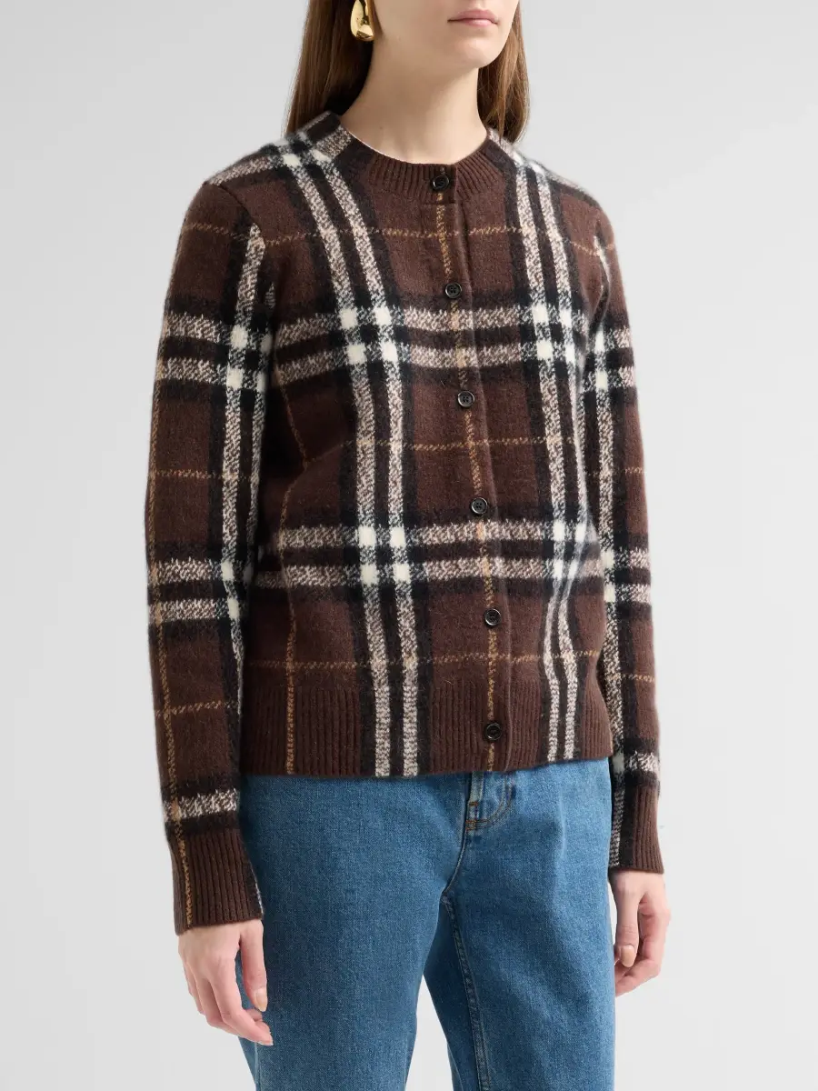 Burberry Women's Clara Cashmere-Wool Check Cardigan | Thumbnail 4 Burberry Women's Clara Cashmere-Wool Check Cardigan | Thumbnail 4