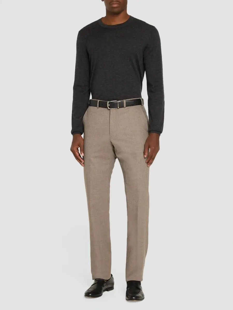 Emporio Armani Men's Micro Check Wool-Blend Trousers | Thumbnail 2 Emporio Armani Men's Micro Check Wool-Blend Trousers | Thumbnail 2