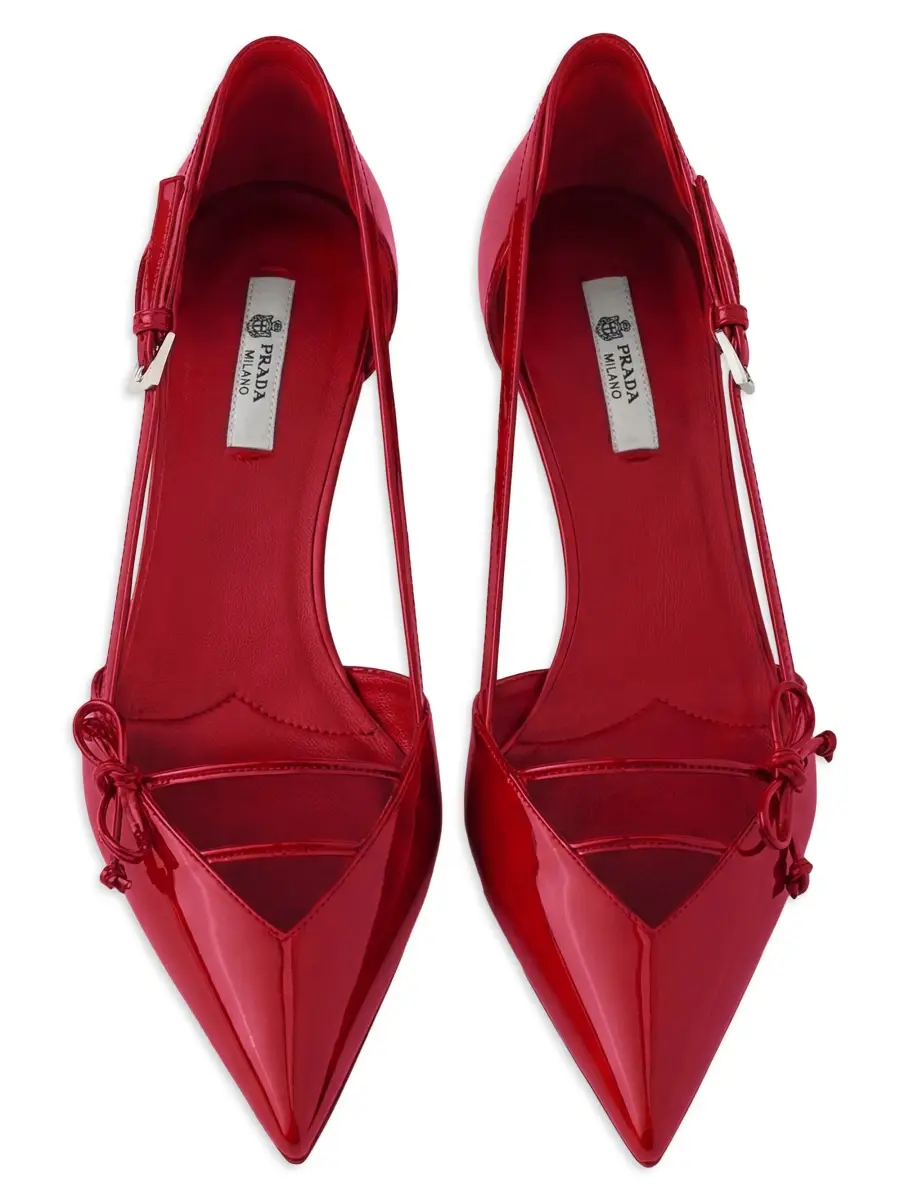 Prada Women's Open Side Patent Leather Pumps | Thumbnail 2 Prada Women's Open Side Patent Leather Pumps | Thumbnail 2