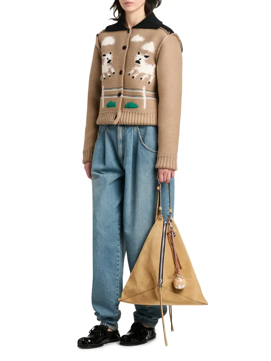 MOSCHINO Women's Folded Suede Hobo Bag | Thumbnail 2