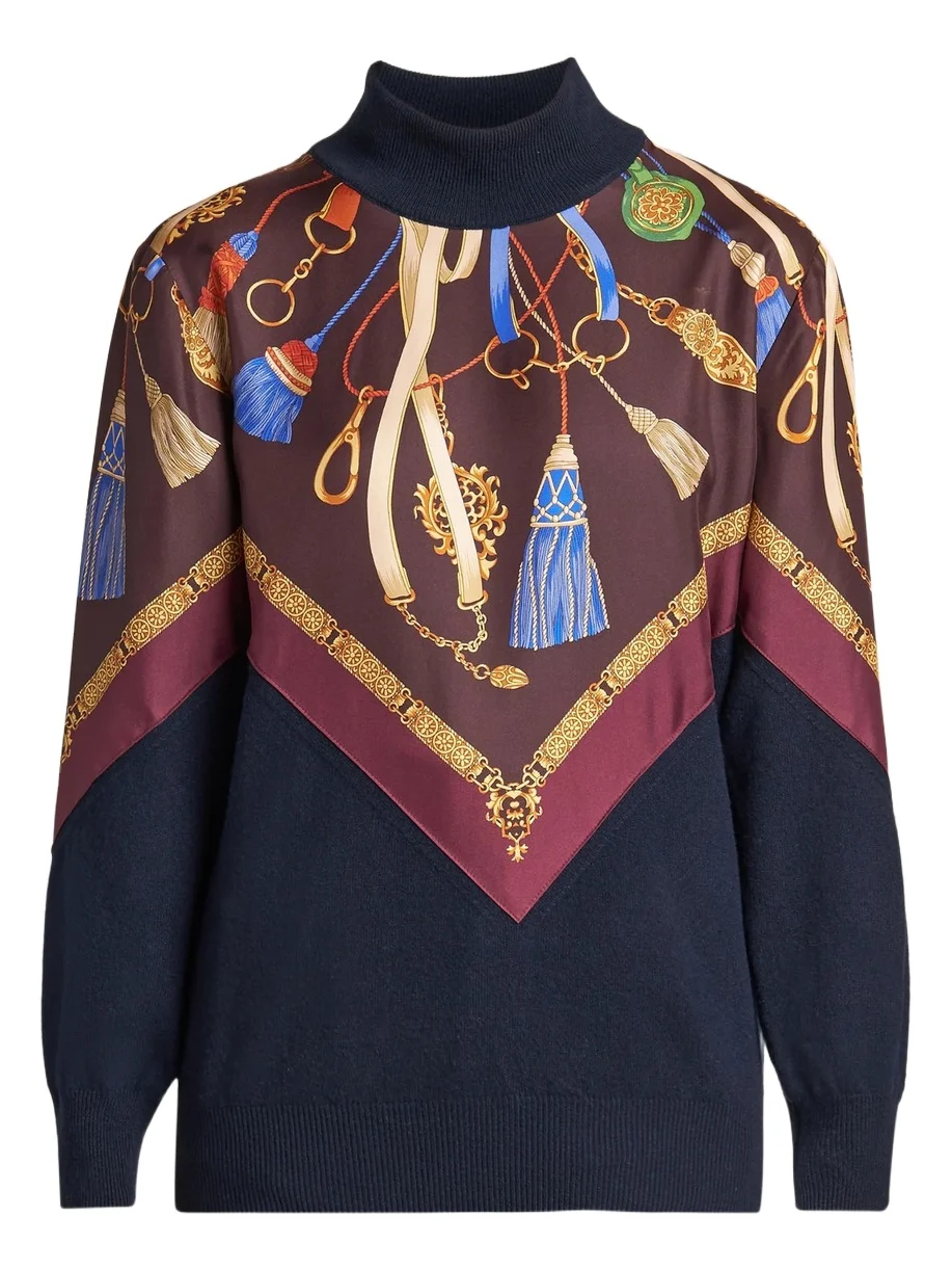Women's Strap Print Wool-Blend Sweater Women's Strap Print Wool-Blend Sweater