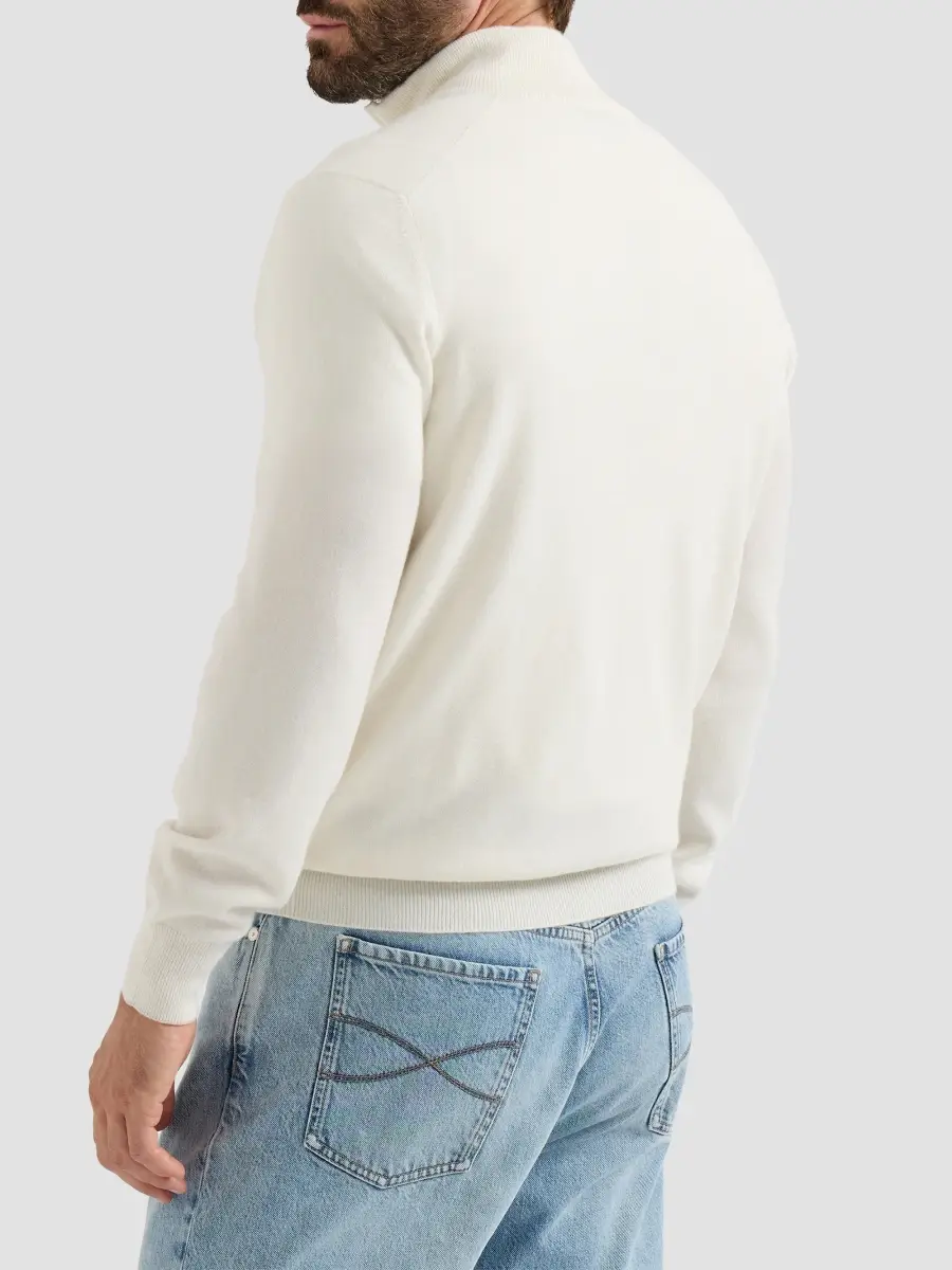 Brunello Cucinelli Men's Cashmere Sweater with Half Zip - Panama | Thumbnail 3 Brunello Cucinelli Men's Cashmere Sweater with Half Zip - Panama | Thumbnail 3