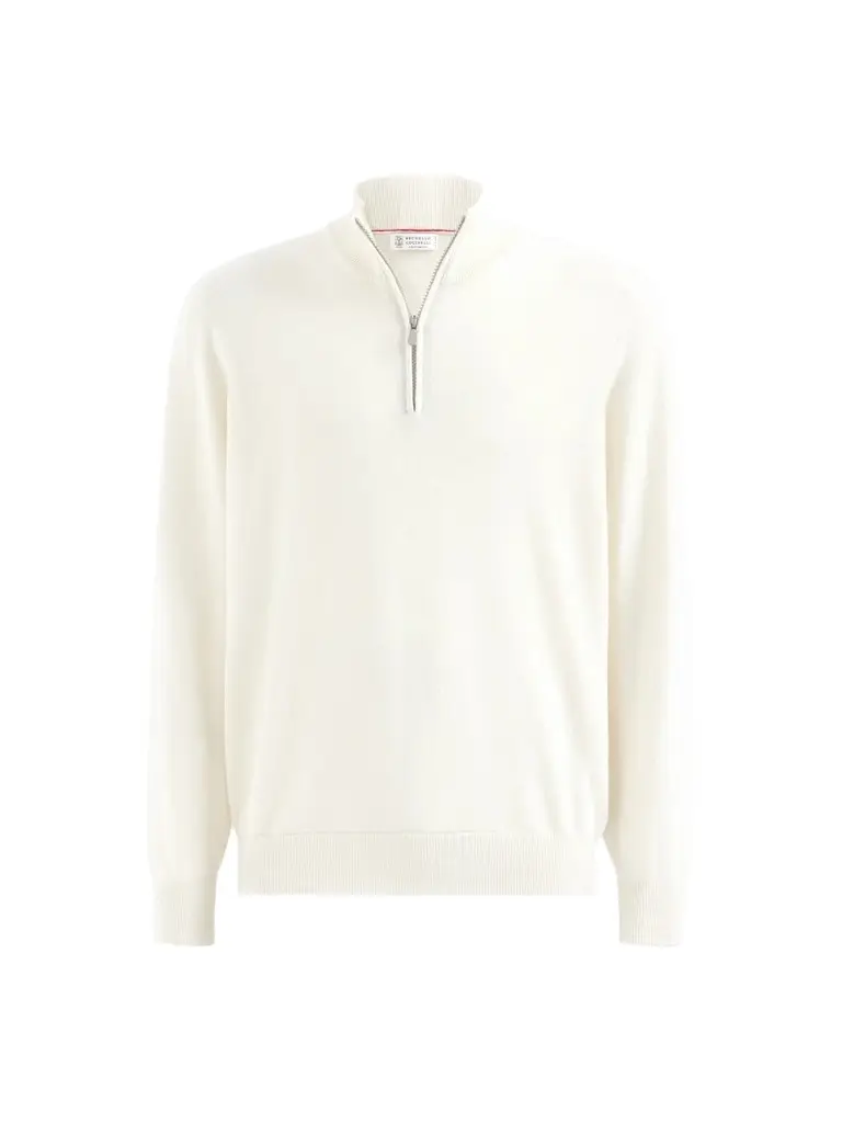 Men's Cashmere Sweater with Half Zip - Panama Men's Cashmere Sweater with Half Zip - Panama