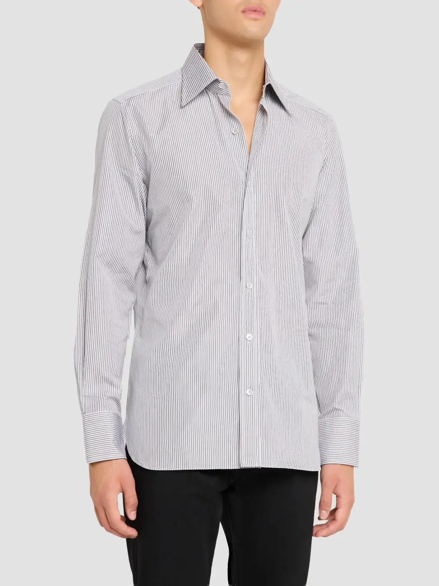 Tom Ford Men's Striped Cotton Classic-Fit Dress Shirt | Thumbnail 4 Tom Ford Men's Striped Cotton Classic-Fit Dress Shirt | Thumbnail 4