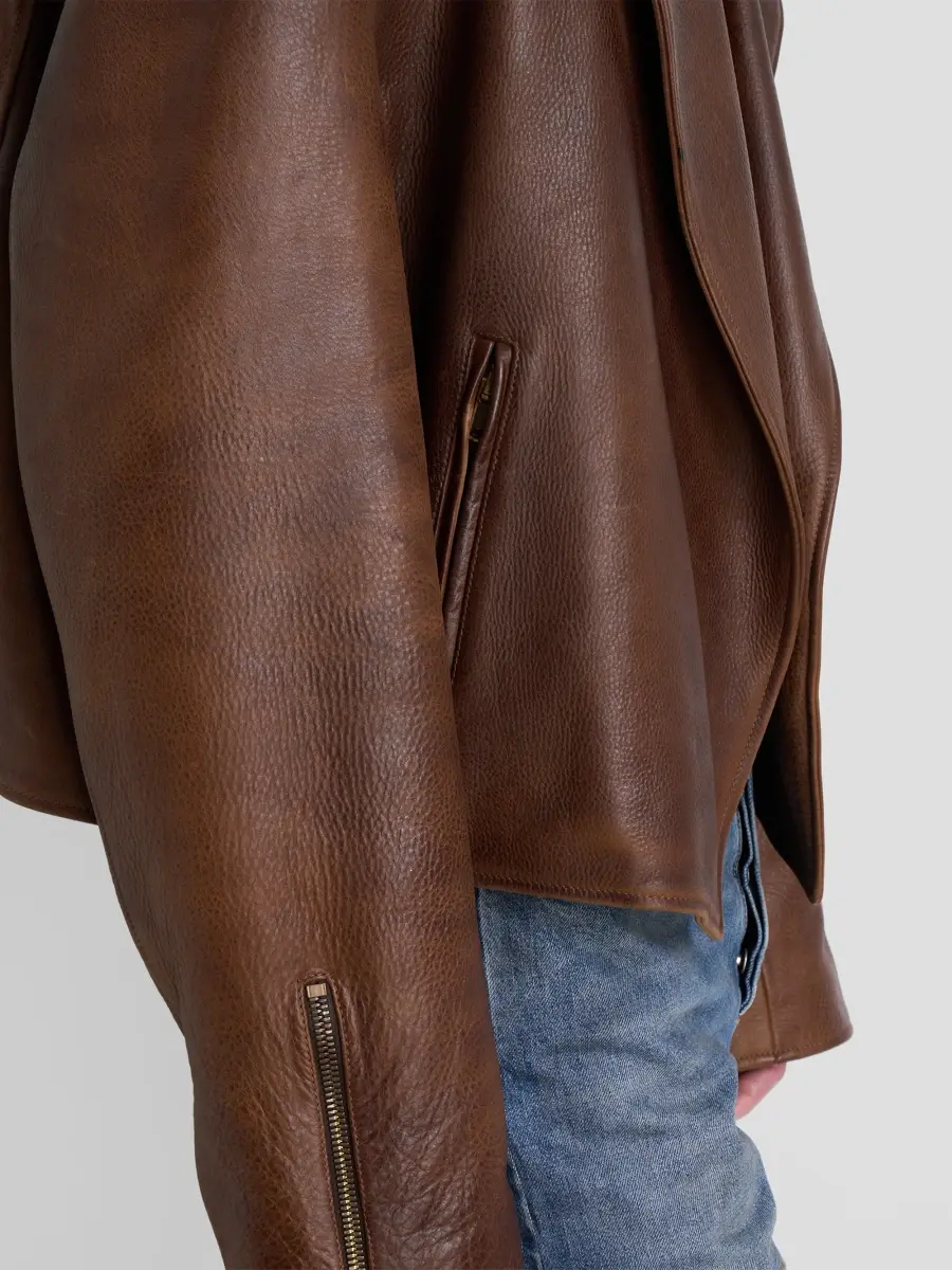 Maison Margiela Men's Notch Lapel Leather Biker Jacket | Thumbnail 5 Maison Margiela Men's Notch Lapel Leather Biker Jacket | Thumbnail 5