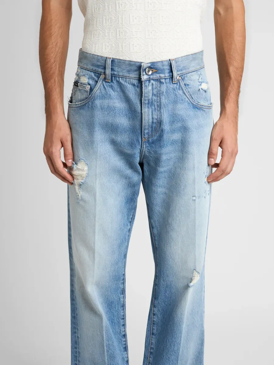 Dolce & Gabbana Men's Orta Distressed Straight-Leg Jeans | Thumbnail 5