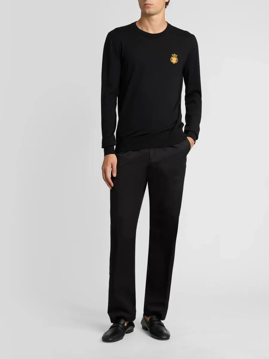 Dolce & Gabbana Men's Round Neck Virgin Wool Sweater | Thumbnail 2 Dolce & Gabbana Men's Round Neck Virgin Wool Sweater | Thumbnail 2