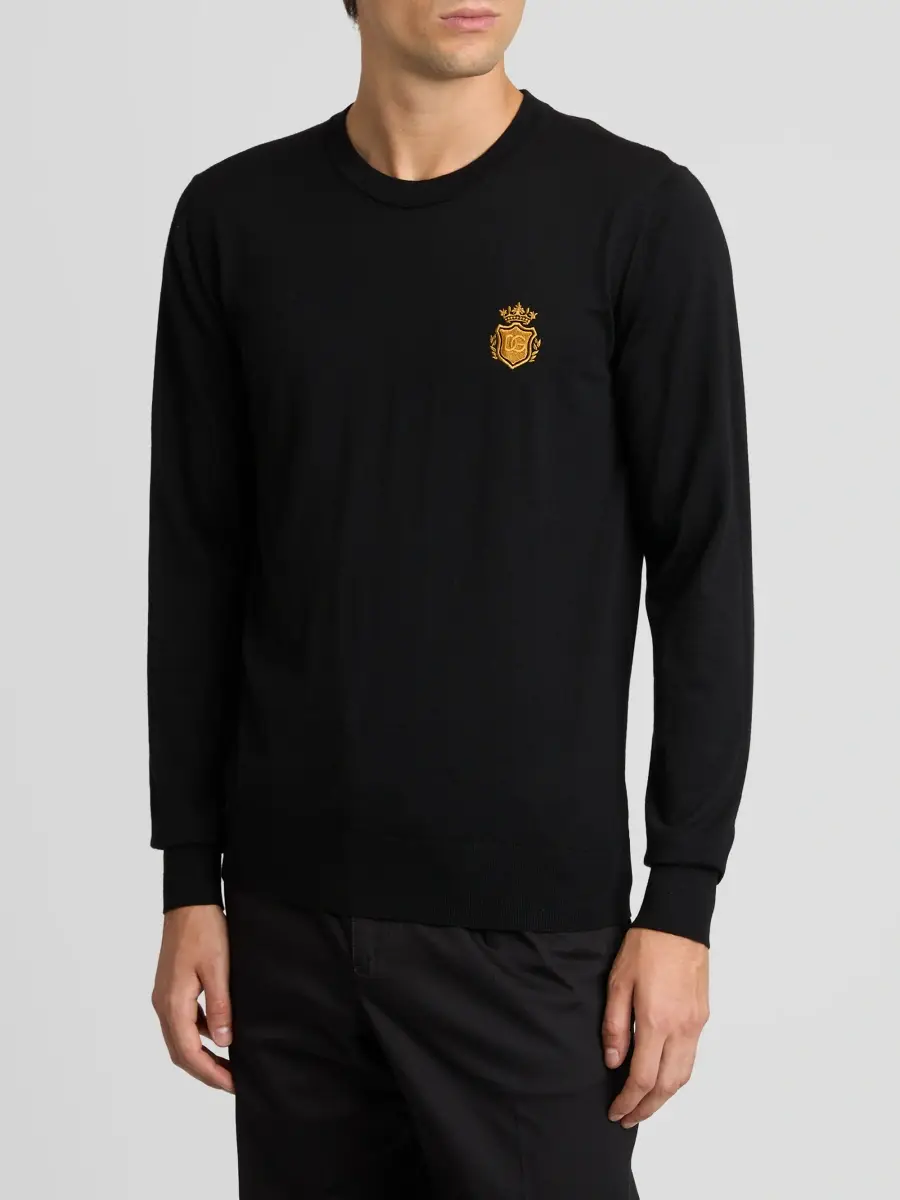 Dolce & Gabbana Men's Round Neck Virgin Wool Sweater | Thumbnail 4 Dolce & Gabbana Men's Round Neck Virgin Wool Sweater | Thumbnail 4