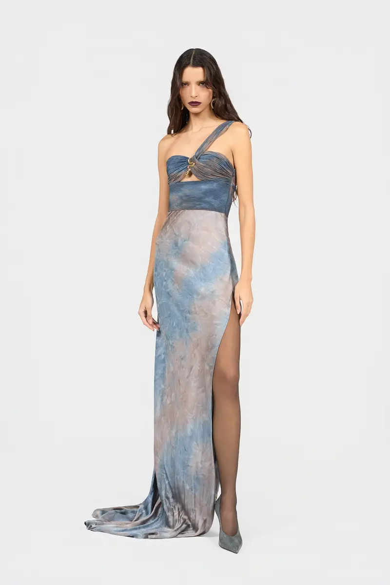 Roberto Cavalli Long Tie-Dye Effect Dress With Jewel Detail | Thumbnail 2 Roberto Cavalli Long Tie-Dye Effect Dress With Jewel Detail | Thumbnail 2
