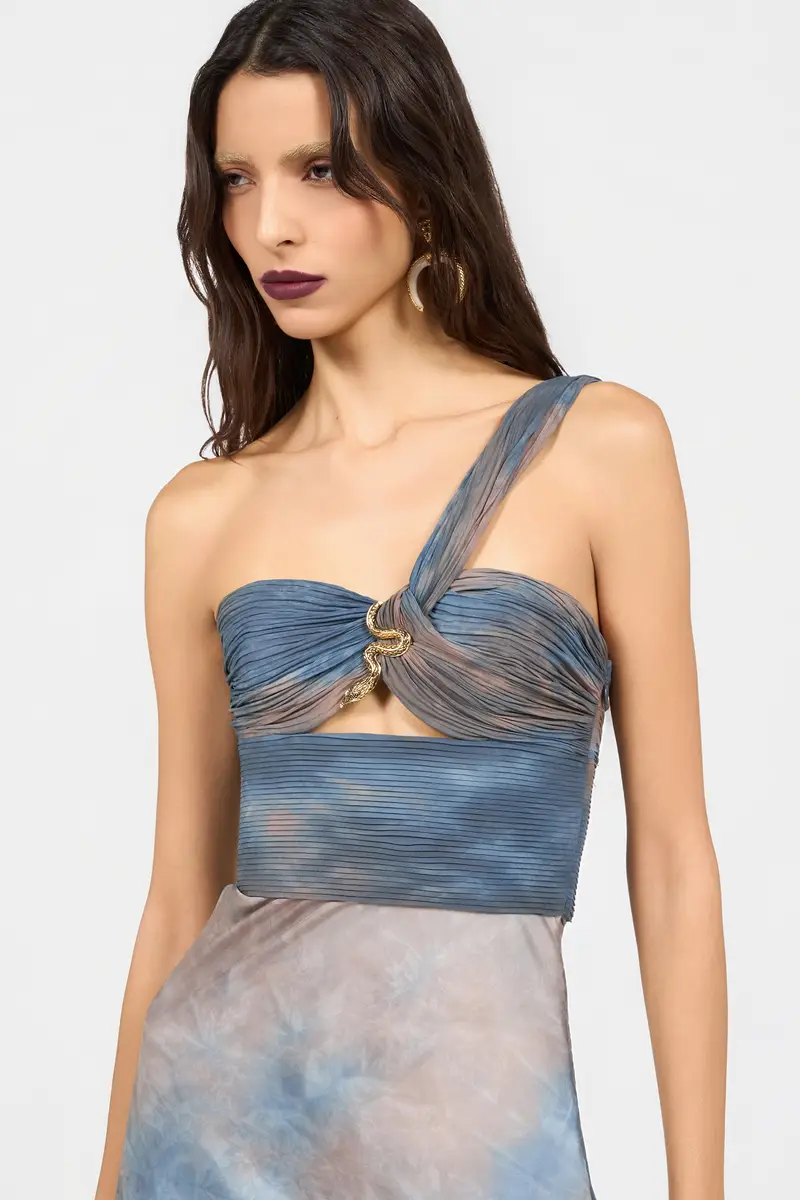Roberto Cavalli Long Tie-Dye Effect Dress With Jewel Detail | Thumbnail 4 Roberto Cavalli Long Tie-Dye Effect Dress With Jewel Detail | Thumbnail 4