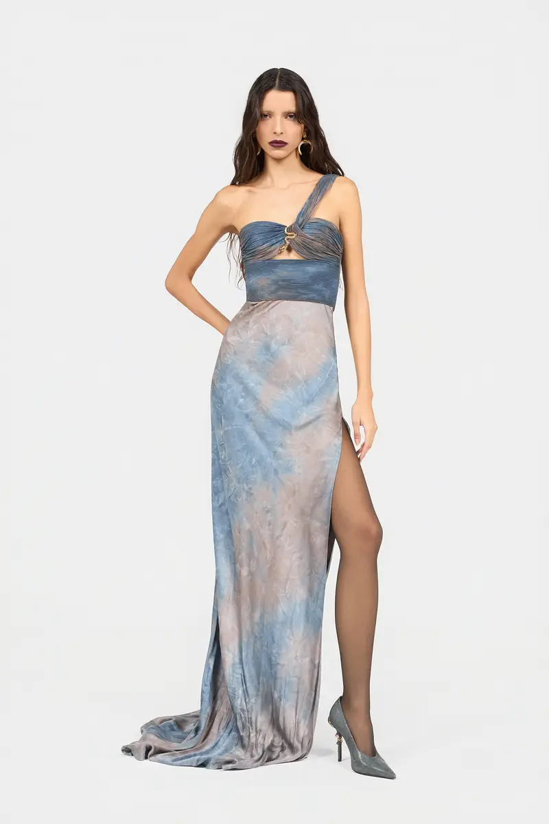 Roberto Cavalli Long Tie-Dye Effect Dress With Jewel Detail | Thumbnail 6 Roberto Cavalli Long Tie-Dye Effect Dress With Jewel Detail | Thumbnail 6
