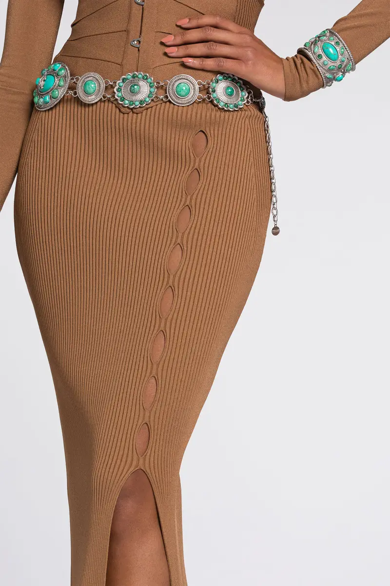 Roberto Cavalli Ribbed long skirt with cut-out | Thumbnail 5 Roberto Cavalli Ribbed long skirt with cut-out | Thumbnail 5