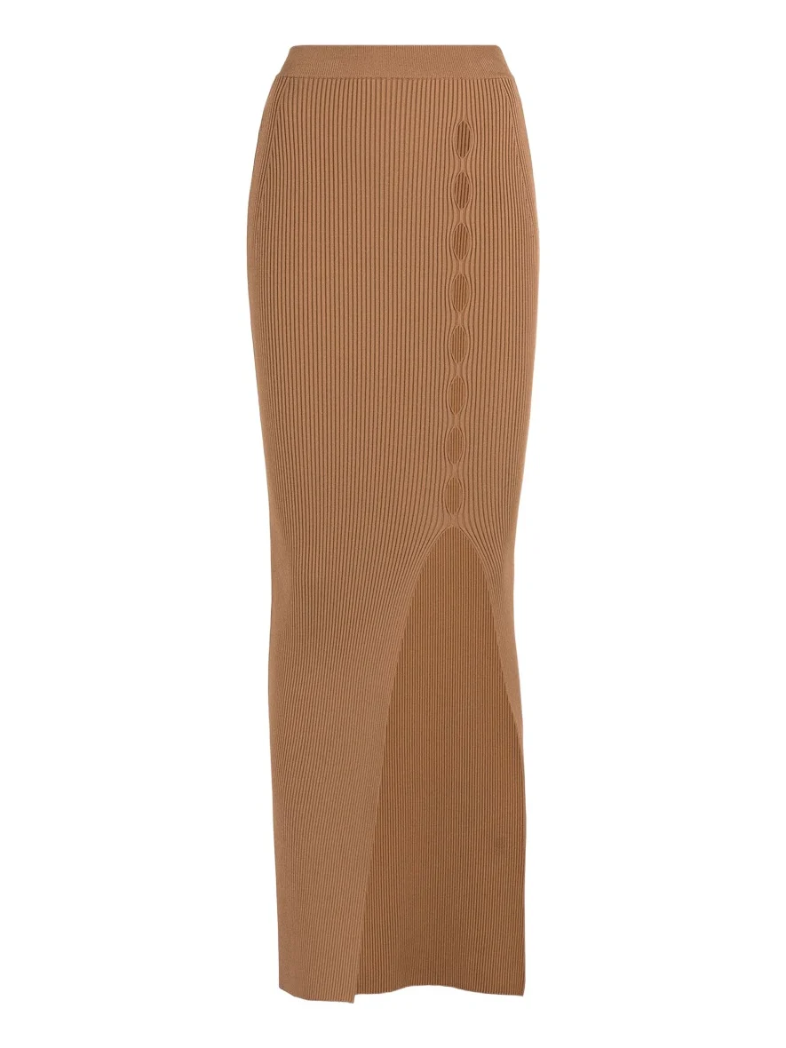 Roberto Cavalli Ribbed long skirt with cut-out