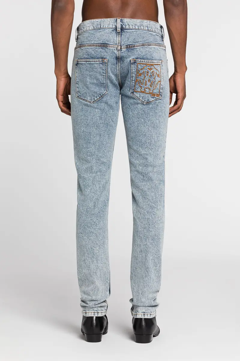 Roberto Cavalli Mirror Snake-Embroidered Slim-Fit Jeans | Thumbnail 4 Roberto Cavalli Mirror Snake-Embroidered Slim-Fit Jeans | Thumbnail 4