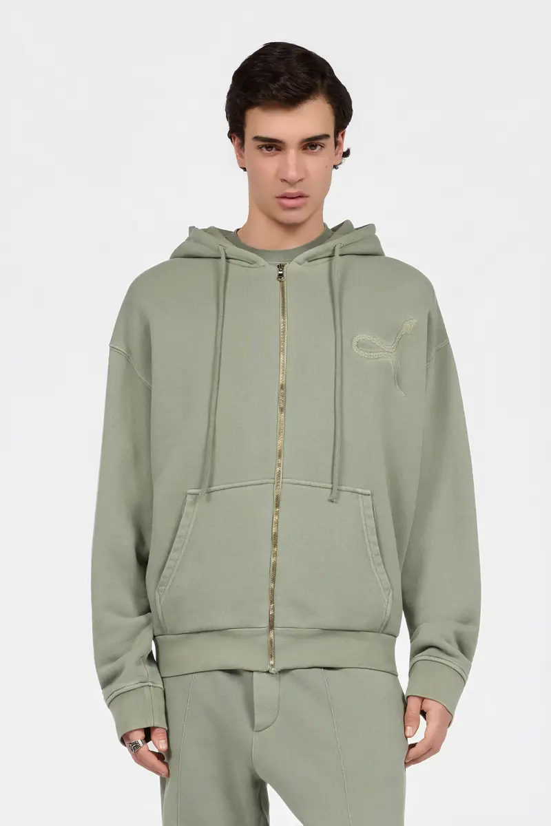 Roberto Cavalli Sage Hoodie With Embroidered Snake | Thumbnail 2 Roberto Cavalli Sage Hoodie With Embroidered Snake | Thumbnail 2