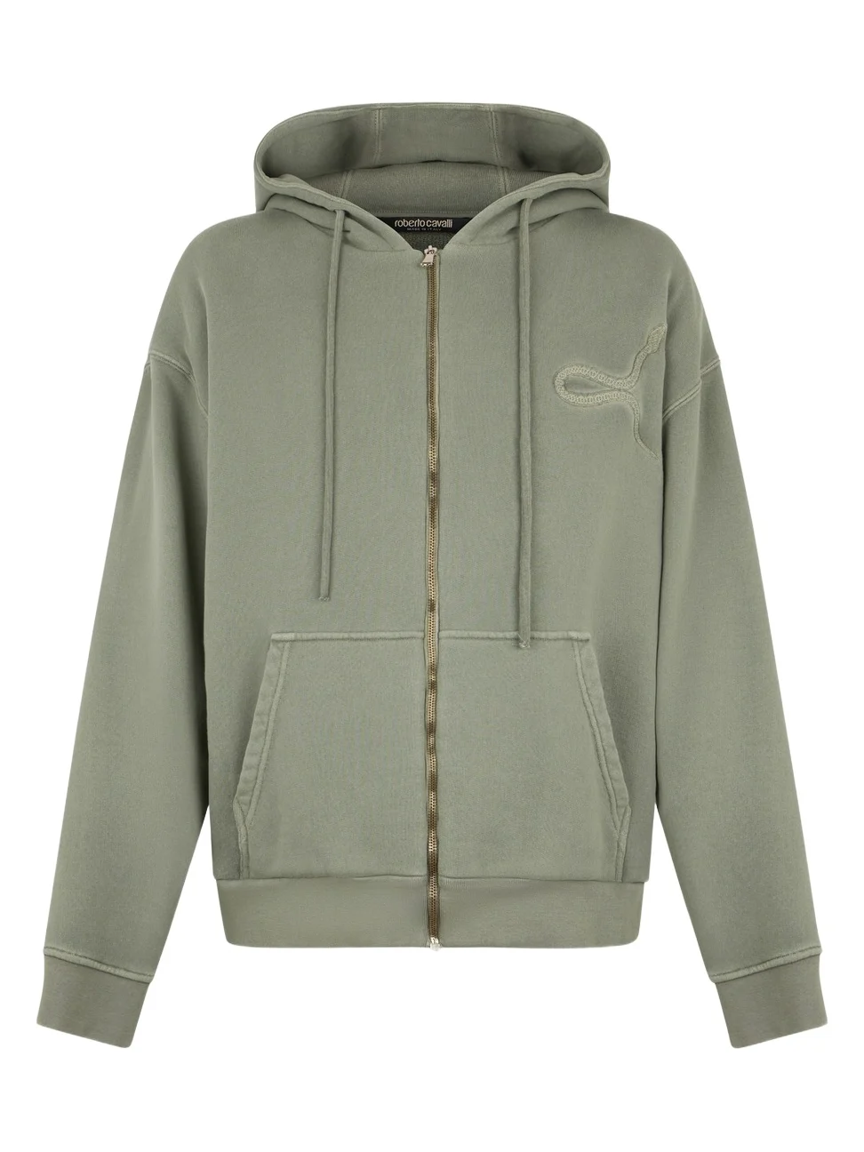 Sage Hoodie With Embroidered Snake