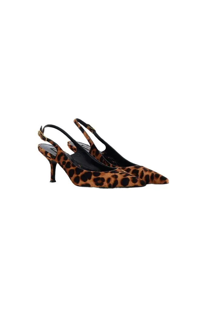 Roberto Cavalli Leopard Print Slingback Pumps
