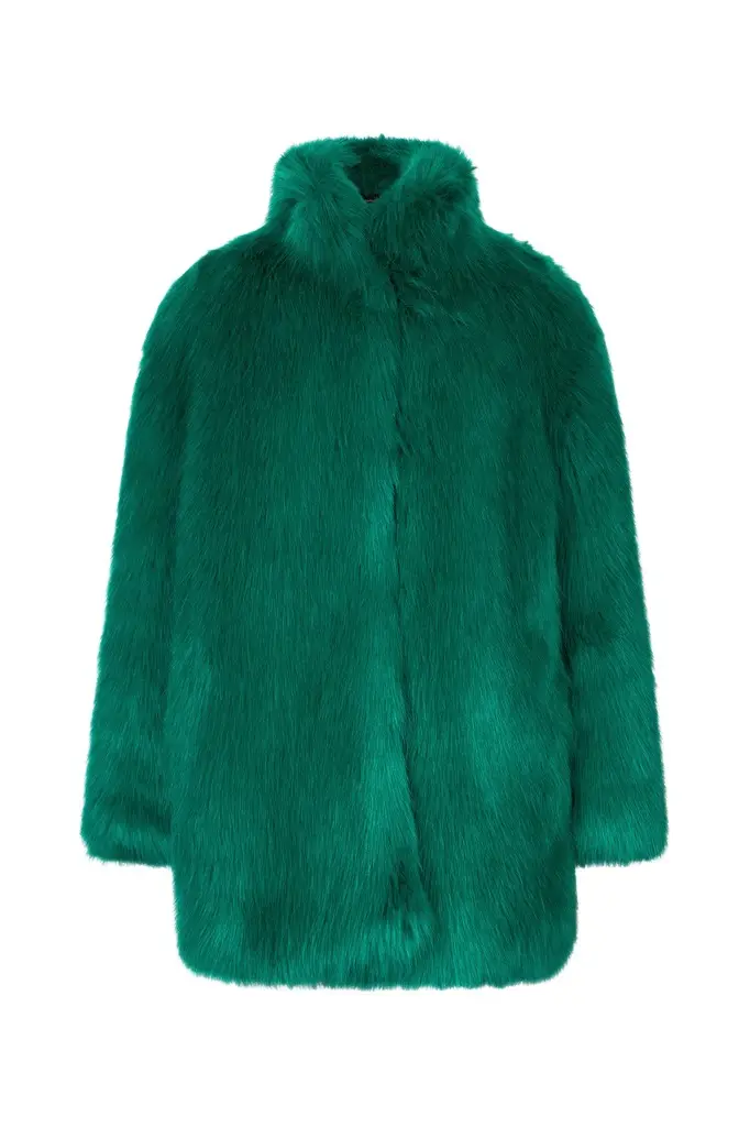 Roberto Cavalli Faux fur coat with high collar