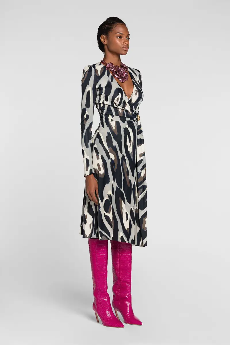 Roberto Cavalli Animal-print wrap midi dress | Thumbnail 3 Roberto Cavalli Animal-print wrap midi dress | Thumbnail 3