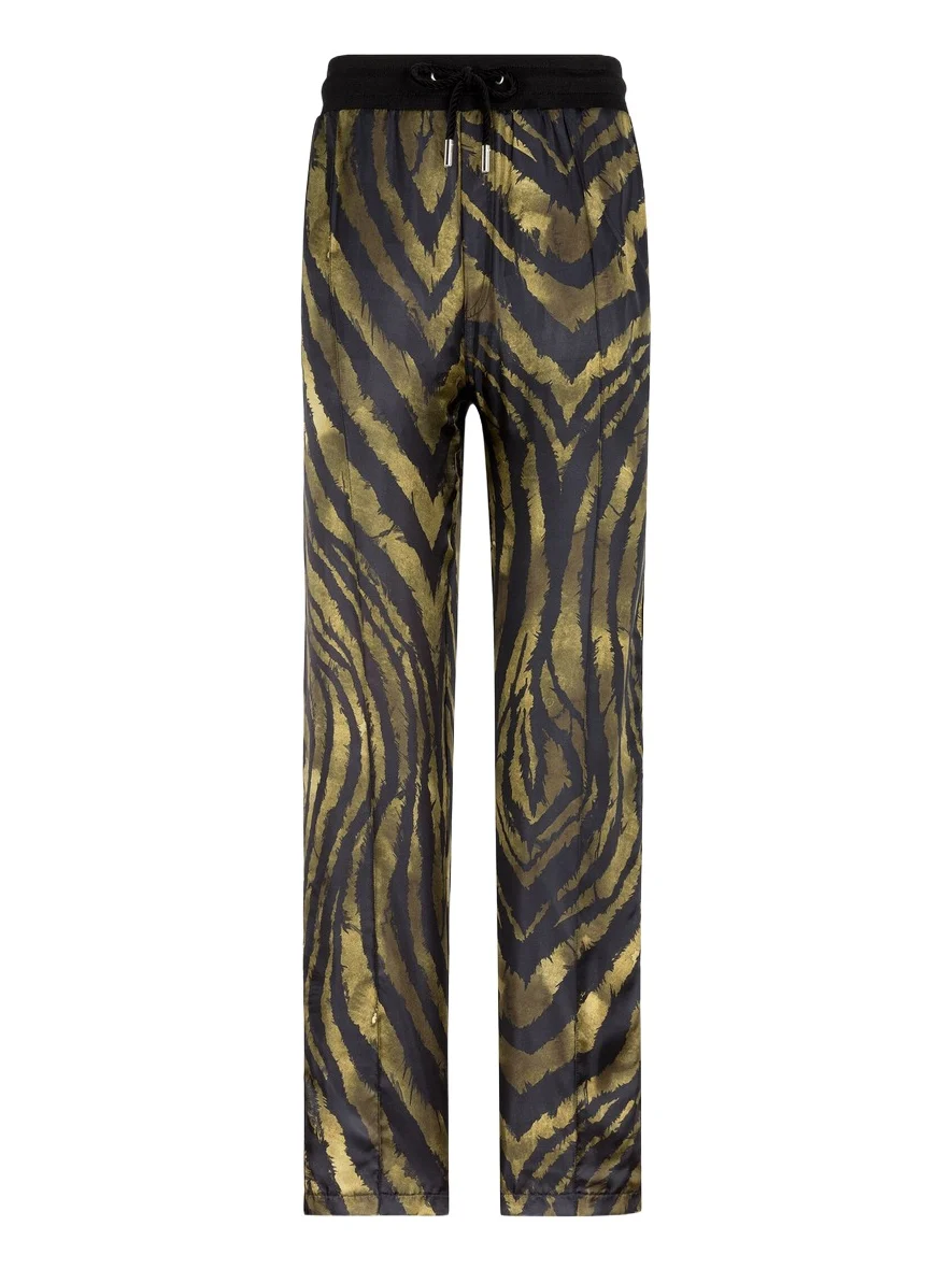 Freedom-Print Silk Track Pants
