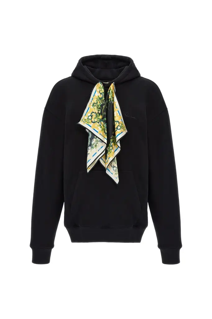Roberto Cavalli Sweatshirt with laces and Lemon Snake print details