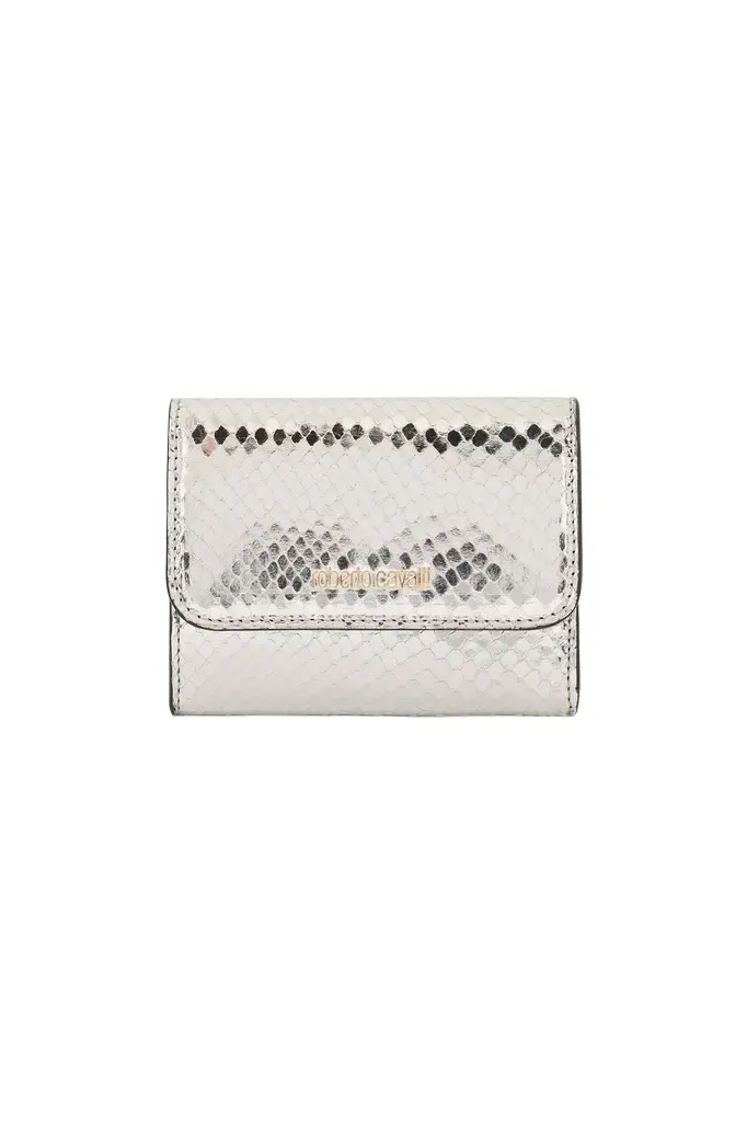 Roberto Cavalli Laminated Cardholder with Snake Print