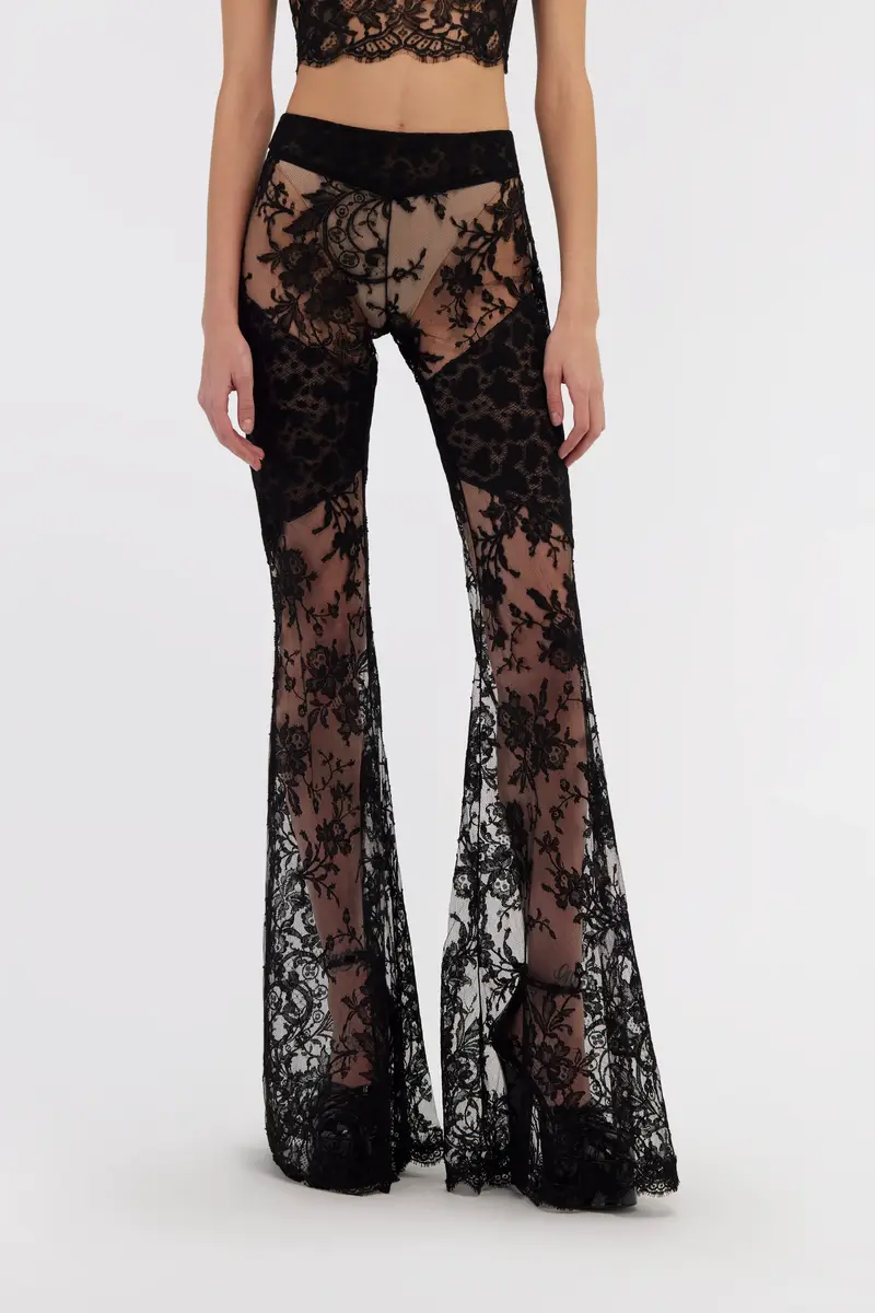 Roberto Cavalli Black Flare Transparent Trousers | Thumbnail 2 Roberto Cavalli Black Flare Transparent Trousers | Thumbnail 2