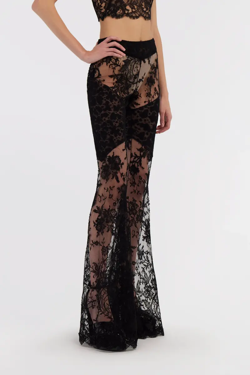 Roberto Cavalli Black Flare Transparent Trousers | Thumbnail 4 Roberto Cavalli Black Flare Transparent Trousers | Thumbnail 4