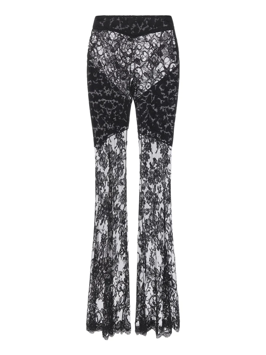 Roberto Cavalli Black Flare Transparent Trousers