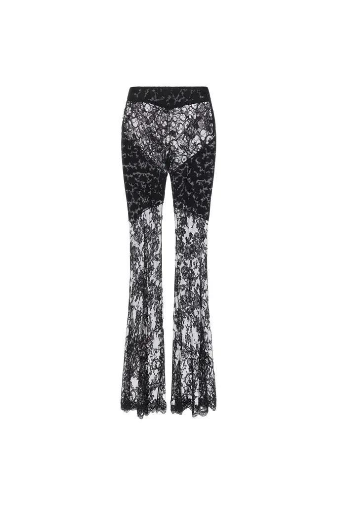 Roberto Cavalli Black Flare Transparent Trousers