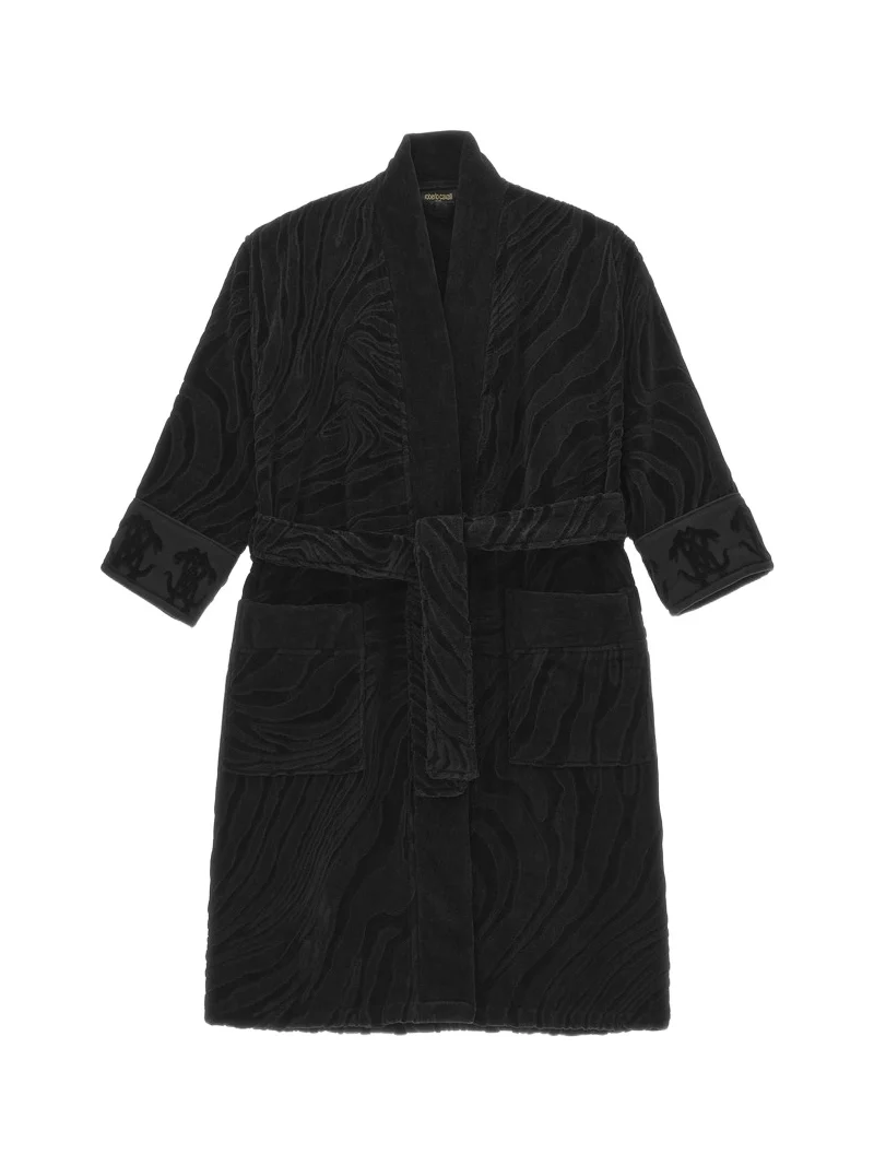 Roberto Cavalli Crystal Snakes terry cotton bathrobe.