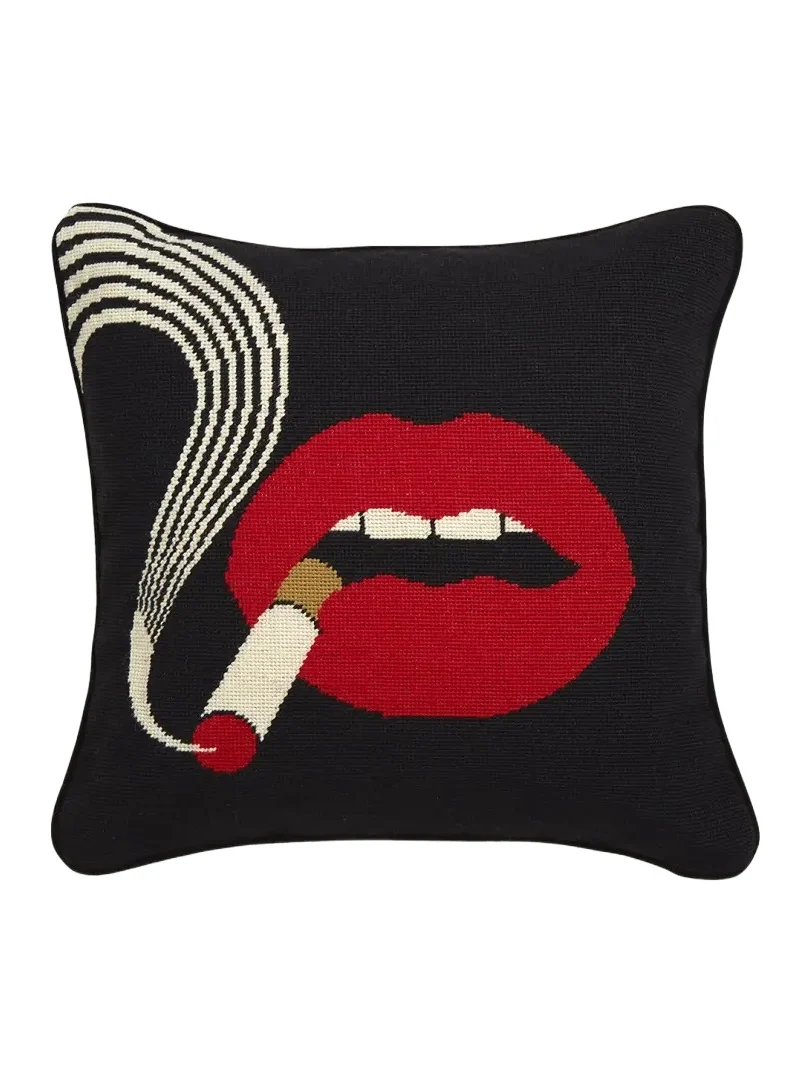 Jonathan Adler Lips Smolder Needlepoint Throw Pillow - 18"