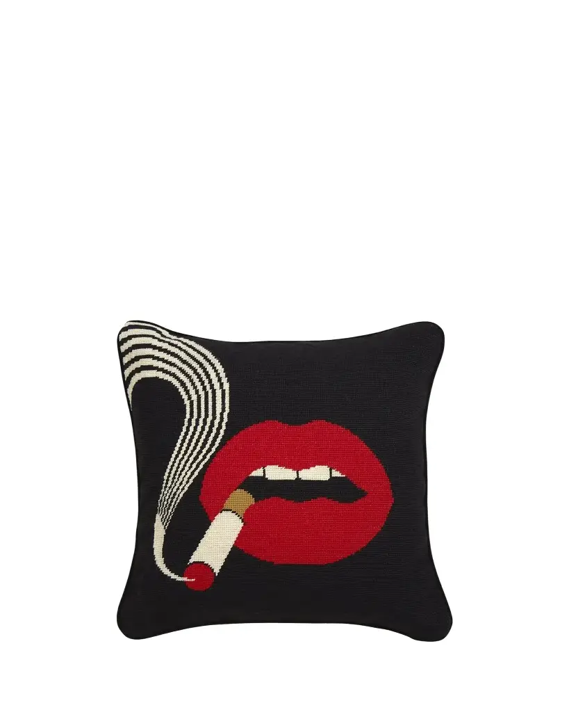 Jonathan Adler Lips Smolder Needlepoint Throw Pillow - 18"