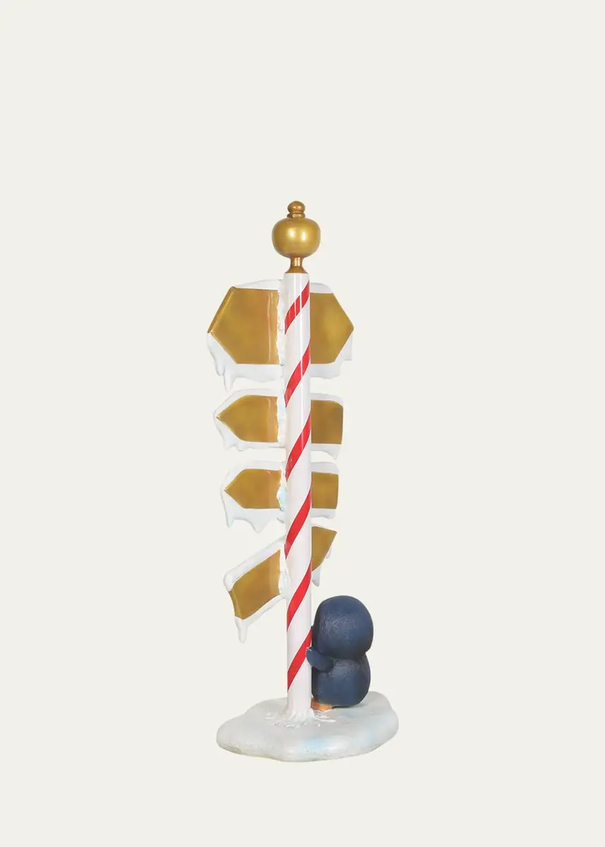 Universal Statues North Pole Sign with Baby Penguin Christmas Decoration | Thumbnail 3 Universal Statues North Pole Sign with Baby Penguin Christmas Decoration | Thumbnail 3
