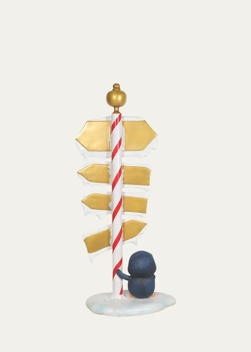 Universal Statues North Pole Sign with Baby Penguin Christmas Decoration | Thumbnail 4 Universal Statues North Pole Sign with Baby Penguin Christmas Decoration | Thumbnail 4